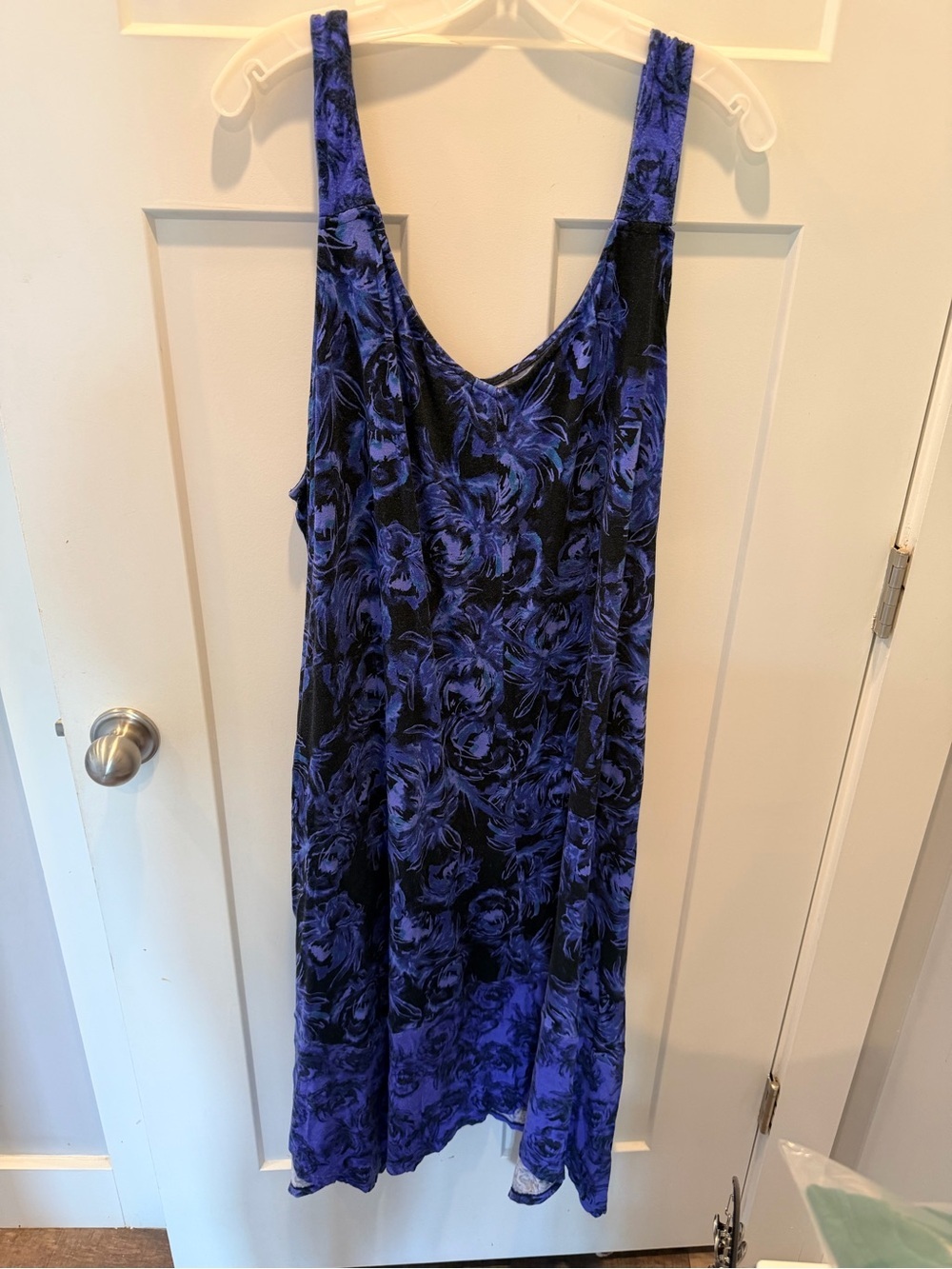 Simply Vera Vera Wang 3X Blue Black Floral Sleeveless Swing Dress Plus Size